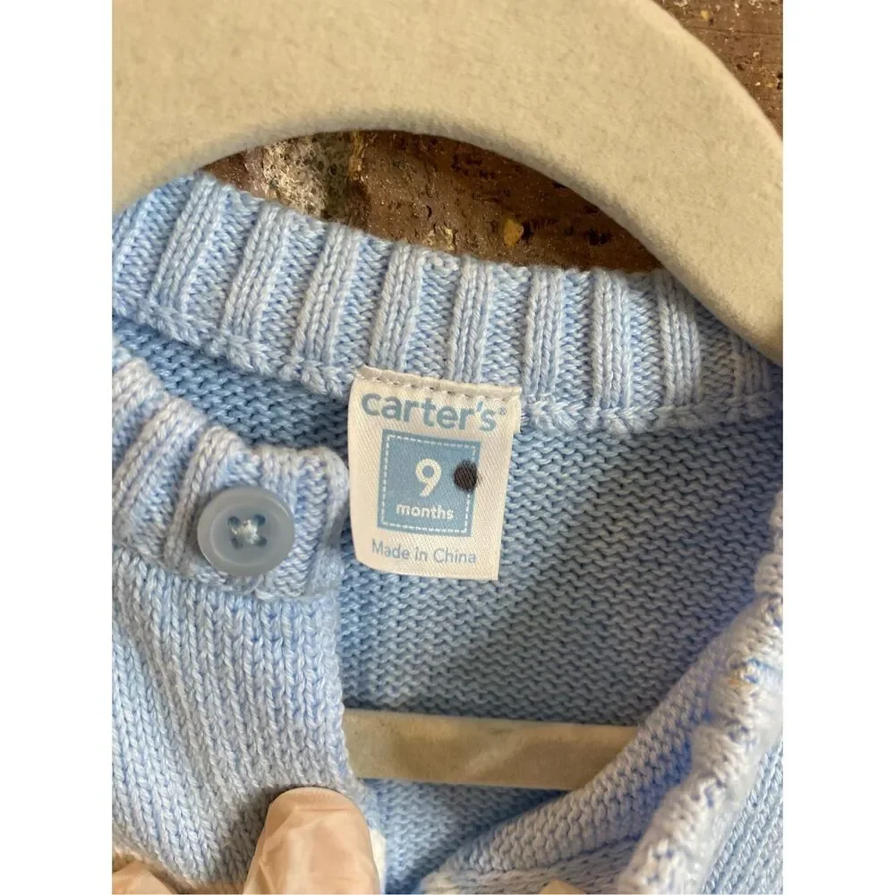 Carter’s Baby Blue Cardigan Sweater Baby Size 9 Months 26-28” NWT